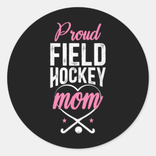 Pegatina Redonda Mamá de Hockey sobre Césped Orgullosa Mamá de Hock