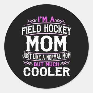 Pegatina Redonda Mamá de hockey sobre hierba Hockey sobre hielo Mam