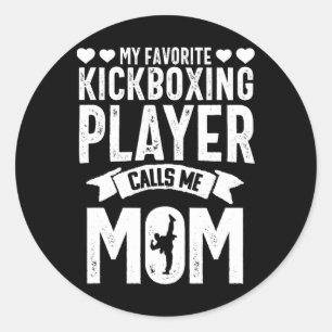 Pegatina Redonda Mamá de Kickboxing Mama Divertido Artes Marciales