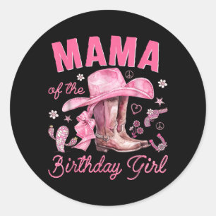 Pegatina Redonda Mamá de la Cumpleañera nk Vaquera Rodeo Occidental