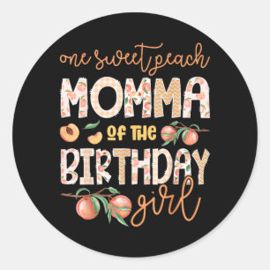Pegatina Redonda Mamá de la Cumpleañera One Sweet Peach 1er