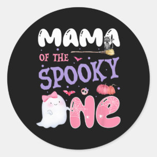 Pegatina Redonda Mamá De La Fantasca Primer Cumpleaños Halloween Ro