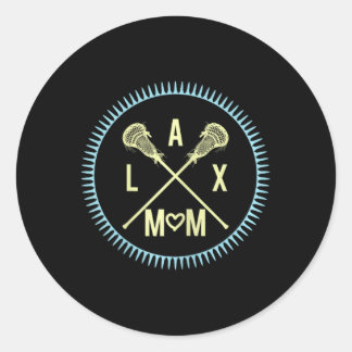 Pegatina Redonda Mamá de lax para el día de la madre Lax Mom Lacros