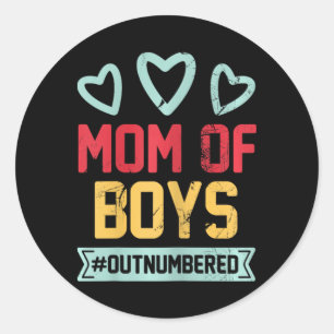 Pegatina Redonda Mamá de los chicos #superada en número Mamá Padres