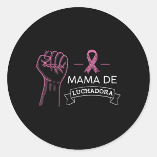 Pegatina Redonda Mama De Luchadora Conciencia Sobre El Cáncer De Ma