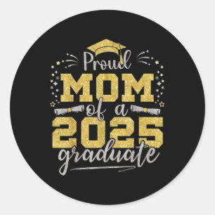 Pegatina Redonda Mamá De Mayo De 2025 Orgullosa Mamá De Un Graduado