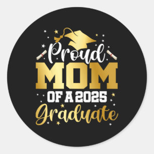 Pegatina Redonda Mamá De Mayo De 2025 Orgullosa Mamá De Un Graduado