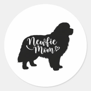 Pegatina Redonda Mamá de Newfie - Mamá de Newfoundland - Madres de