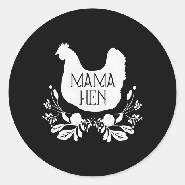 Pegatina Redonda Mamá de pollo Mama Hen (Anverso)