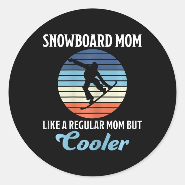 Pegatina Redonda Mamá de snowboard Guay Madre Snowboarder (Anverso)