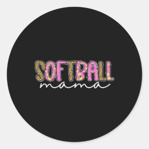 Pegatina Redonda Mamá de sóftbol Mamá Madre Chicas Lanzamiento rápi