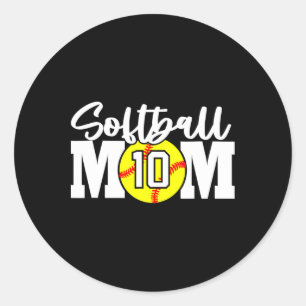 Pegatina Redonda Mamá de sóftbol número #10