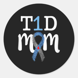 Pegatina Redonda Mamá de T1d - Momia de sensibilización sobre la di