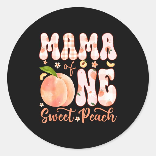 Pegatina Redonda Mamá de un dulce melocotón fiesta de cumpleaños de (Anverso)
