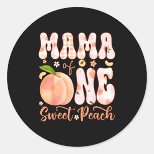 Pegatina Redonda Mamá de un durazno dulce fiesta de cumpleaños de n