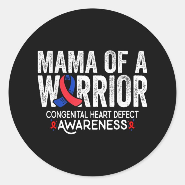 Pegatina Redonda Mamá De Un Guerrero Chd Desafío Congénita Del Cora (Anverso)