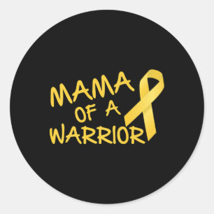 Pegatina Redonda Mamá De Un Guerrero Concienciación Sobre El Cáncer