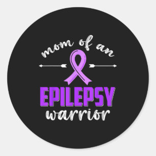 Pegatina Redonda Mamá de un guerrero contra la epilepsia conciencia
