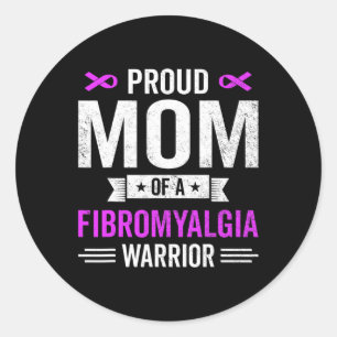 Pegatina Redonda Mamá De Un Guerrero De Fibromialgia, Conciencia De