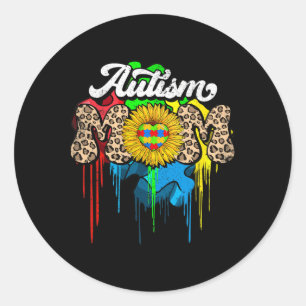 Pegatina Redonda Mamá del autismo orgullosa apoya la conciencia del