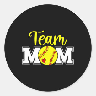 Pegatina Redonda Mamá del equipo de sóftbol Agradecimiento Mamá del
