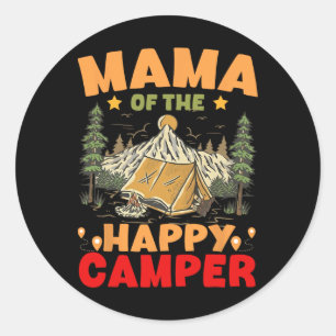 Pegatina Redonda Mamá del Feliz Campista Primera Cumpleaños Camping
