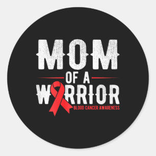 Pegatina Redonda Mamá del Guerrero Conciencia del Cáncer de Sangre