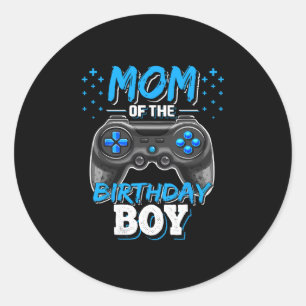 Pegatina Redonda Mamá Del Niño Cumpleañero Videojugador Coincidente