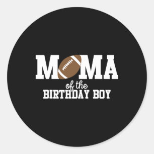 Pegatina Redonda Mamá del niño de cumpleaños amante del fútbol prim