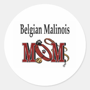 Pegatina Redonda MAMÁ del perro de Malinois del belga