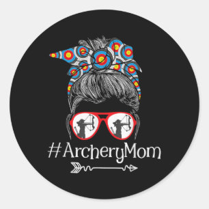 Pegatina Redonda Mamá - Día de la Madre Bowhunter Archer Bowman Bow
