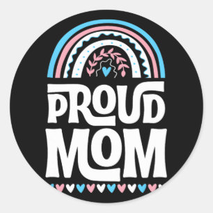 Pegatina Redonda Mamá Día de la Madre de bandera del orgullo transg
