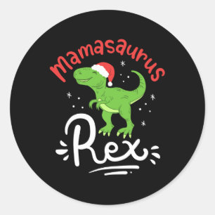 Pegatina Redonda Mamá dinosaurio Rex Saurus Navidad 