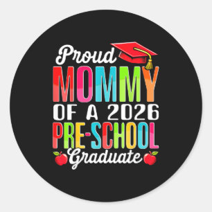 Pegatina Redonda Mamá divertida orgullosa de una clase de preescola