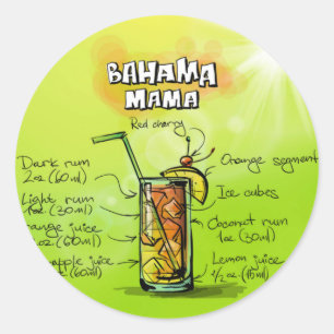 Pegatina Redonda Mamá Drink- Cocktail Gift de Bahama
