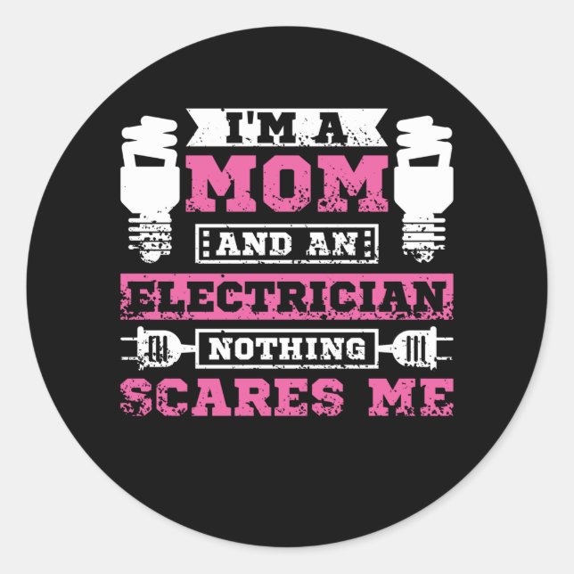 Pegatina Redonda Mamá electricista (Anverso)
