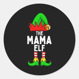 Pegatina Redonda Mamá Elfo Parejas Familiar Navidad Mujeres 