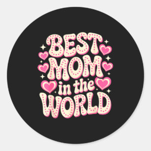 Pegatina Redonda Mamá en el mundo retro mamá siempre día de las mad