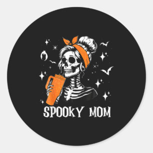 Pegatina Redonda Mamá espantada Groovy Vintage Halloween Spooky Mam