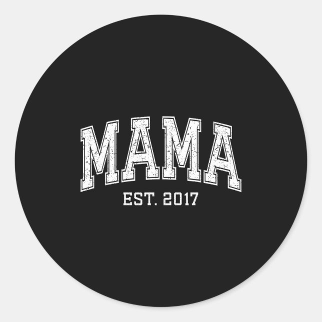 Pegatina Redonda Mama Est 2017 Mom D Mothers Day Ized  (Anverso)