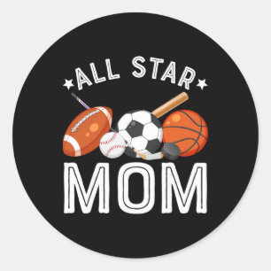 Pegatina Redonda Mamá Estrella del Niño Cumpleañero Fútbol de Esque