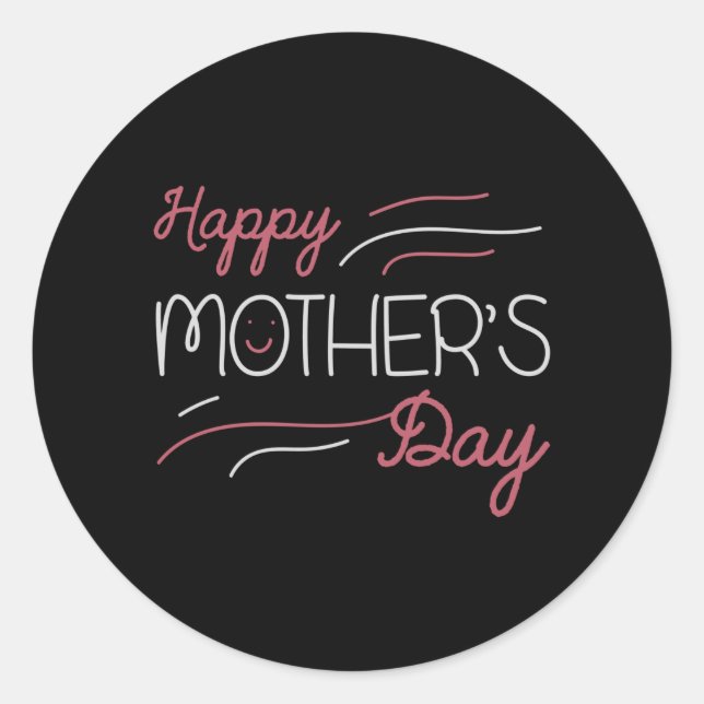 Pegatina Redonda Mamá - Feliz día de la madre (Anverso)