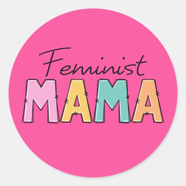 Pegatina Redonda Mamá feminista (Anverso)