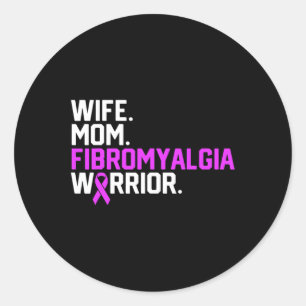 Pegatina Redonda Mamá Fibromialgia: Conciencia de guerreros se recu