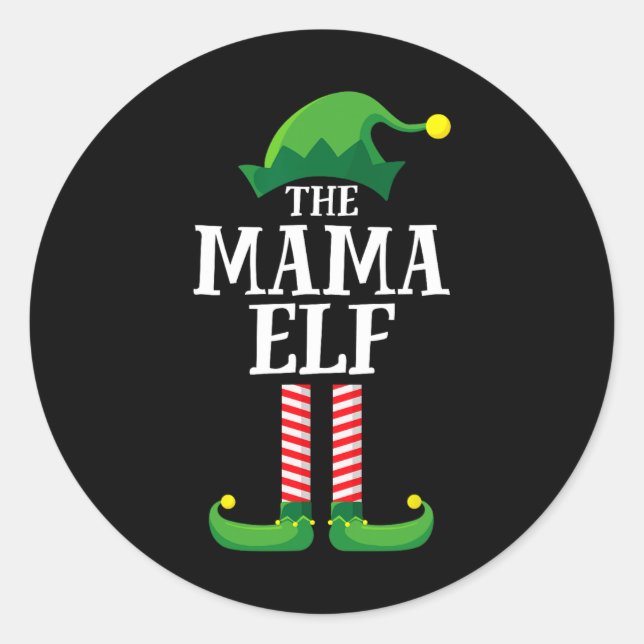Pegatina Redonda Mamá Fiesta de grupo de familias de Mama Elf (Anverso)