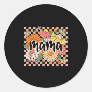 Pegatina Redonda Mamá floral día de la madre flores silvestres niña