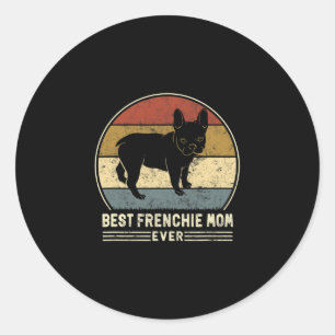 Pegatina Redonda Mamá francesa alguna vez retro madre de perro Bull