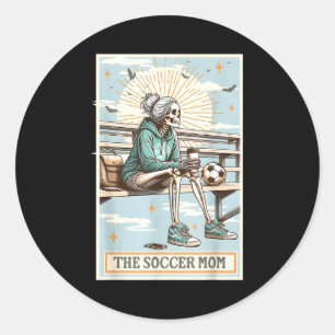 Pegatina Redonda Mamá futbolista retro carta tarot esqueleto mama f