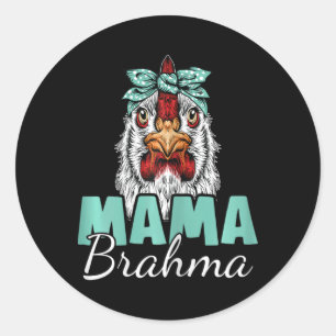 Pegatina Redonda Mamá Gallina Brahma Vintage Mamá Gallina Seda