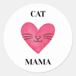 Pegatina Redonda Mamá Gatito Adorable